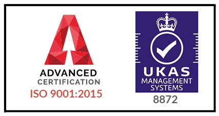 AJA iso 9001:2008 and UKAS Management Systems logos
